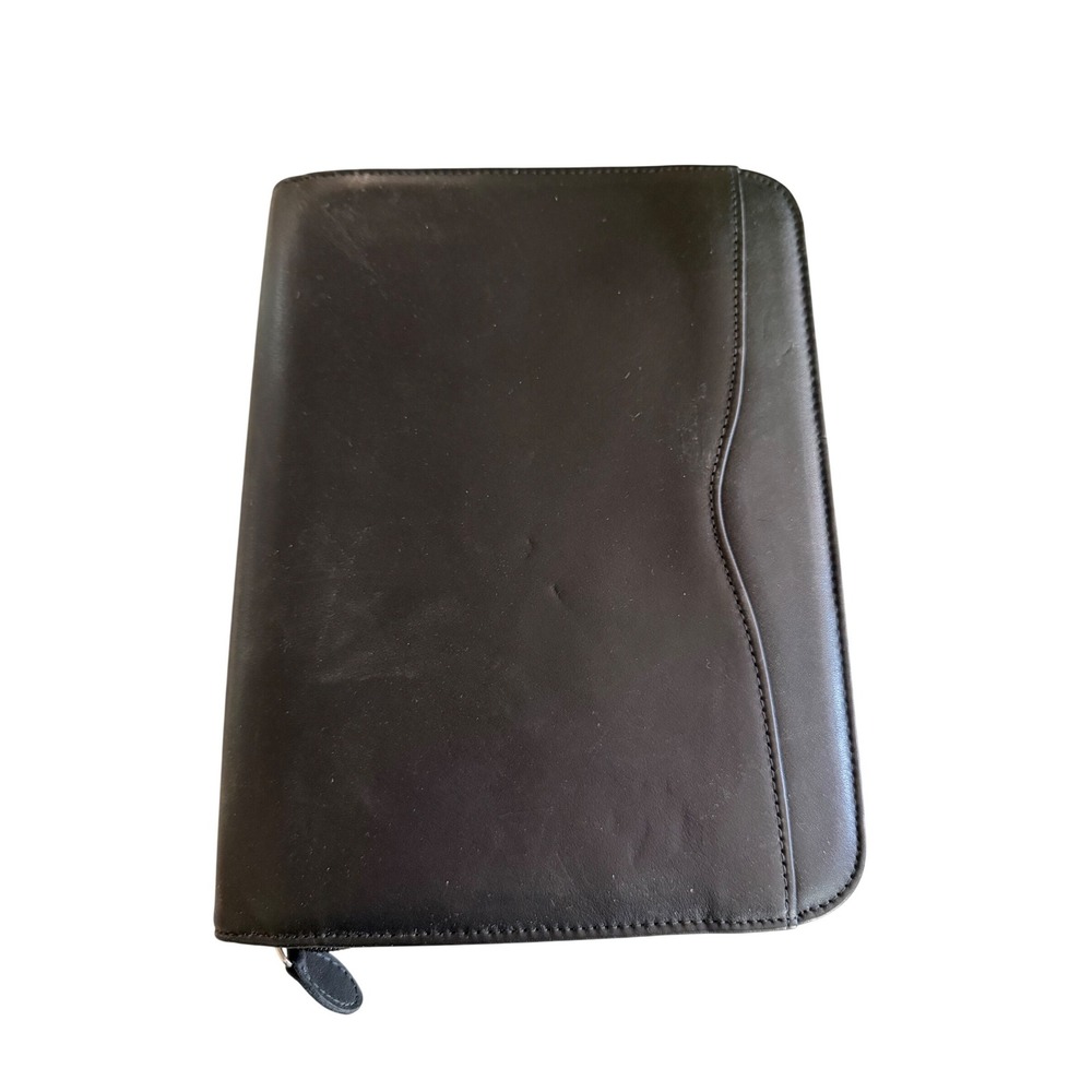 Day-Timer Leather Zip Around Planner Portfolio‎ Unisex Large Black  Professional